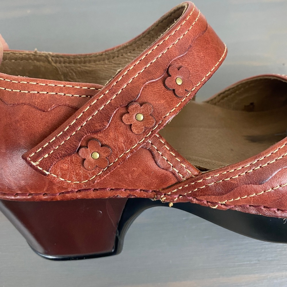 Dansko Mary Jane Clog Shoes Size 6 EU 36 British Tan Floral Boho Preppy Academia - Picture 10 of 10